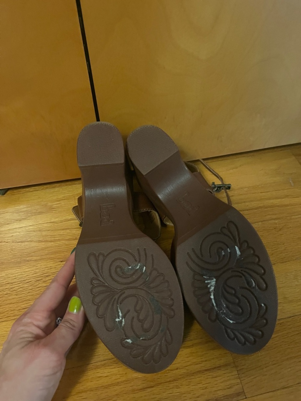 B.O.C. Brown Mary Jane Platform Heels with Ankle Strap - Picture 3 of 4